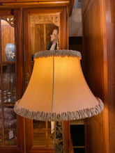 Mirrored Glass Tall Vanity Lamp With ruffle shade