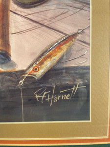 R.F Harnett 1960's Fishing Print w/ Spoon Jig