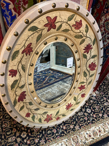 Large Painted Oval Wood Mirror 25x31