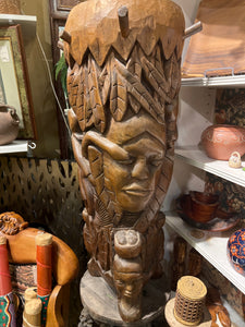 Vintage Hand Carved Wood Drum From Haiti