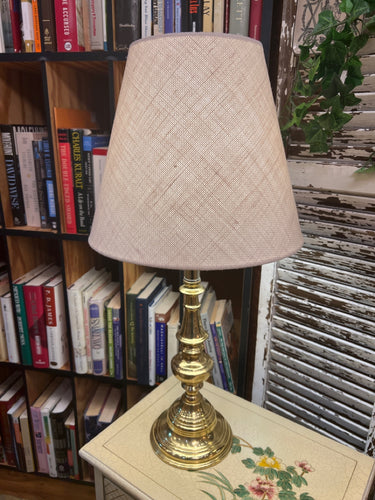 Brass Lamp w/ Burlap Style Shade