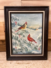E. Michajlow signed Cardinals in Snow oil painting | framed, no glass | Russian artist
