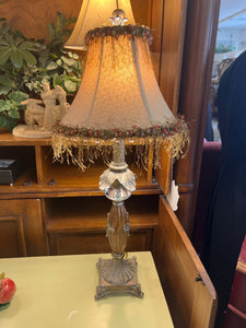 Wood With Glass Lamp Shade with Frill