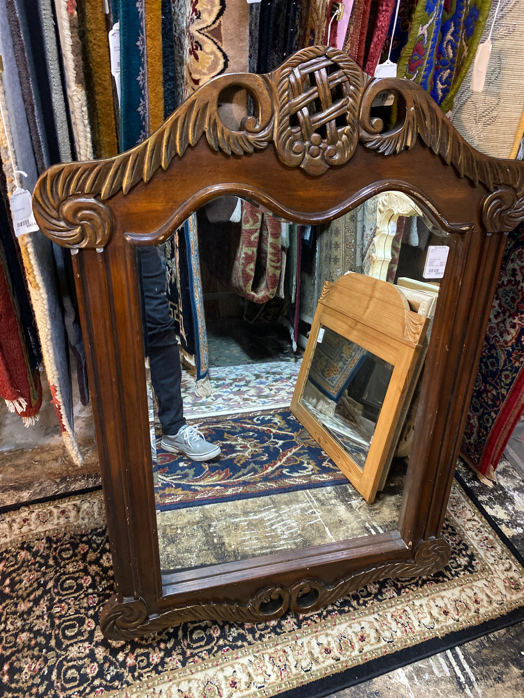 Wood Mirror With Decoration