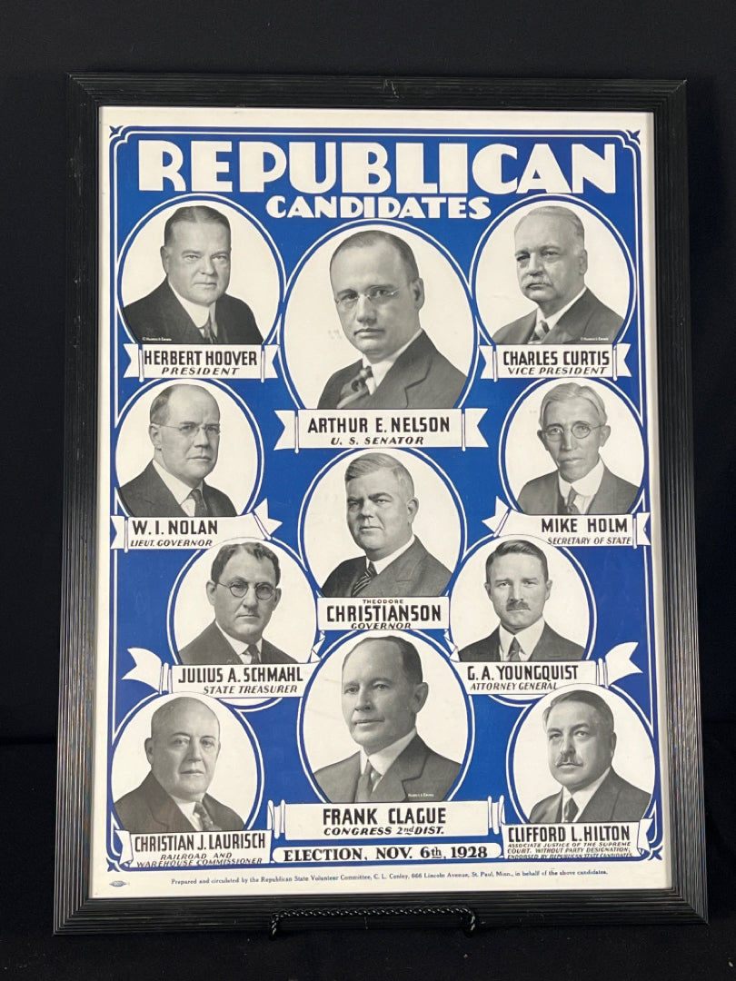 1928 Minnnesota Republican Candidates Poster