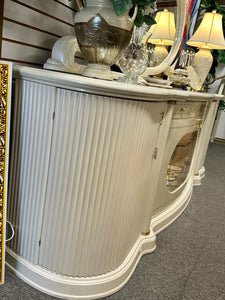 Italian White Lacquered Lighted Buffet With Mirror