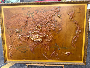 Central School House Relief Map Of Asia 1899 33"X48"
