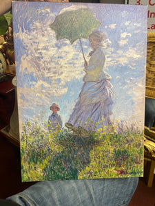 "Monet" print Lady w/ Umbrella on canvas