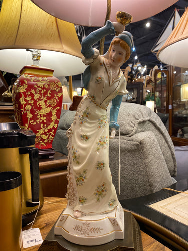 Italian Figural Lamp w/ Red Shade