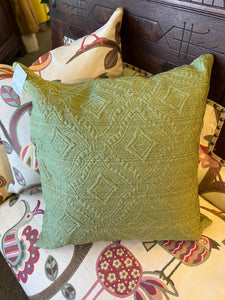 Green Quilted Down Filled Pillow