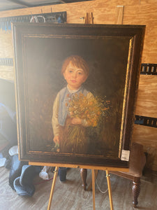Boy Holding Flowers Painting