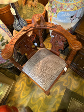 Hand Carved Chinese Corner Chair WIth Pillow