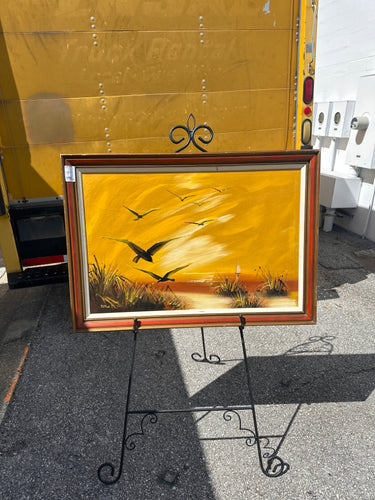 Birds Flying over Beach Scene on Canvas