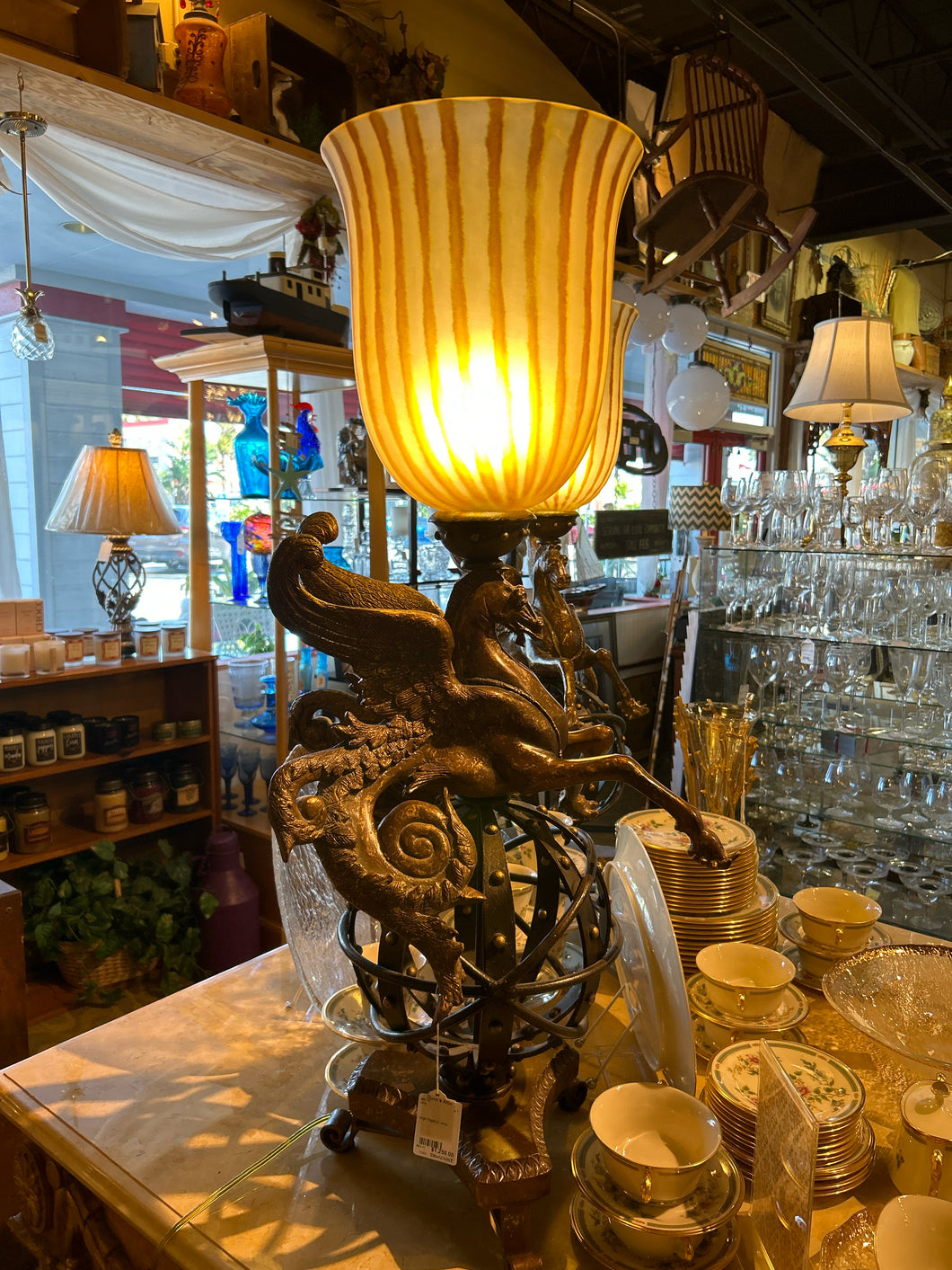 Large Pegasus Table Lamp Sculpture