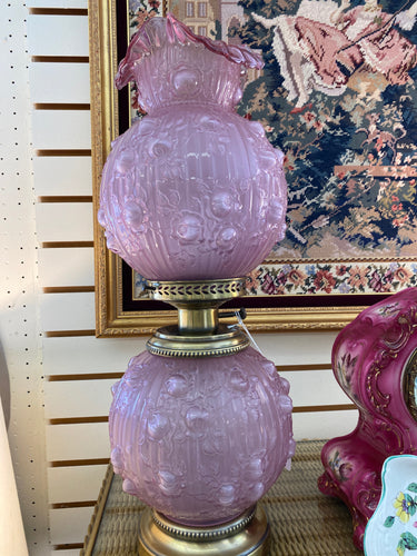 Fenton Lavender/ Pink Art Glass Lamp
