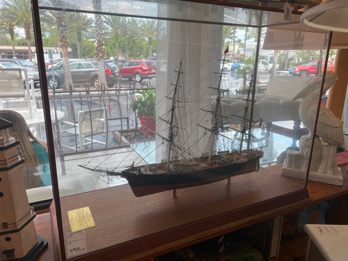Vintage Hand made Ship in Case