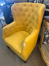 Yellow Upholstered Wing Back Chair