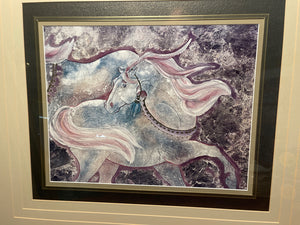 Purple Horse Print with Silver Detailing
