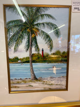 Klaus Schuler Original Watercolor Lighthouse w/ Palm Tree