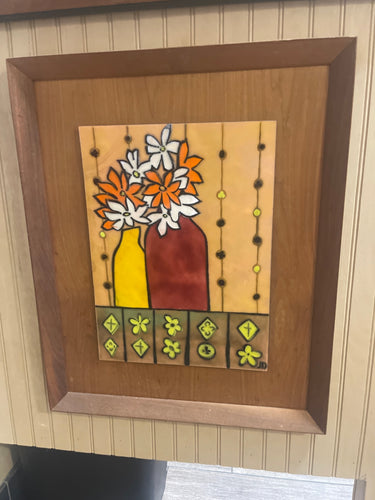 Tiled Flower Painting On A Wooden Frame