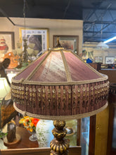 Gold Lamp With Linen and Bead Shade