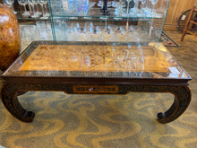 Hand Carved Asian Coffee Table With Glass Top