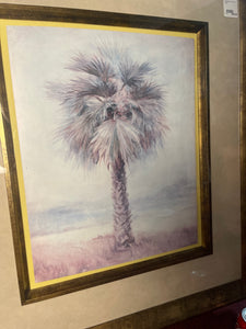 Framed Palm Tree on Cut Canvas