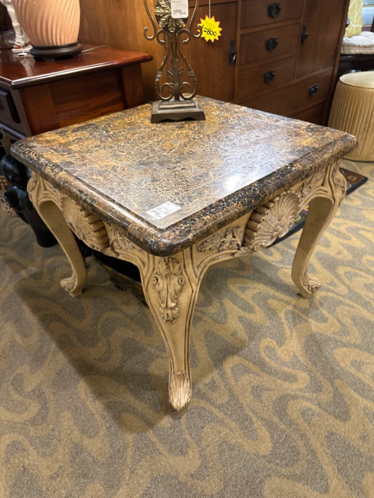 Faux marble top end table
