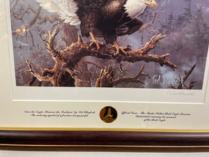 Signed Print Ted Blaylock ~SAVE THE EAGLE~ FRANKLIN MINT 24k Gold Seal