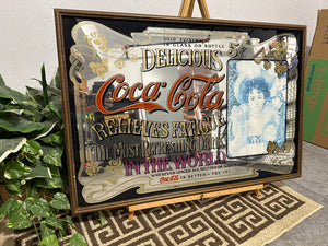 Vintage Coca Cola Relieves Fatigue Framed Advertising Mirror