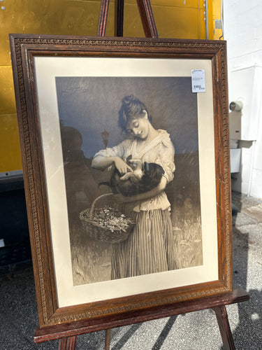 Luke Fildes Woman With Dog Framed Print