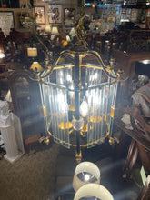 Brass and Glass Shade Chandelier 6 Lights