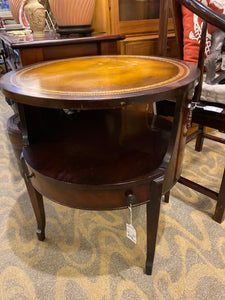 LEather Top Drum Table