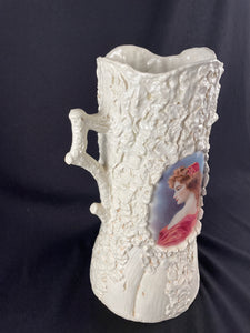 Antique Josef Strnact Tree Stump Vase With Portrait (Large)