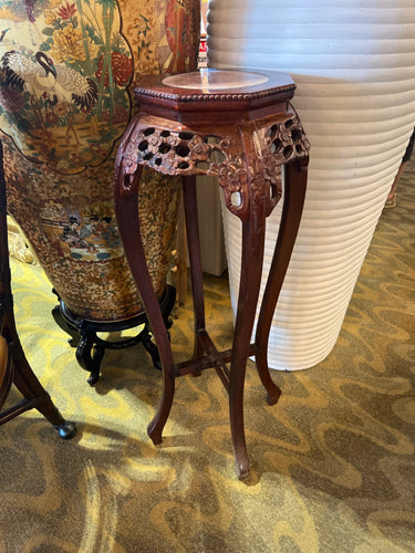 Asian Rosewood With Marble Plant Stand