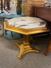Vintage Gold Octagonal Marble Top End Table