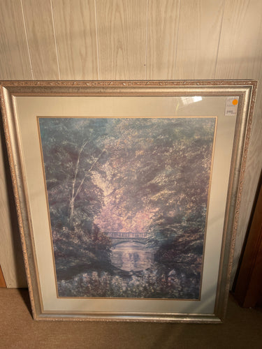 Framed Water Color Bridge Scene Print