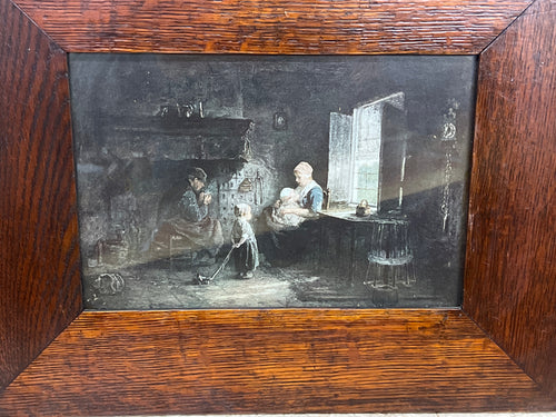 Vintage Wooden Framed Colonial Family Picture