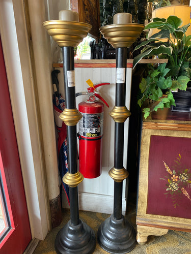 Black and Brass Floor Candle Holder