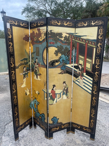 4 Panel Vintage Asian Screen