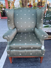 Green Pattern Satin Wing Back Chair