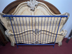 Antique Queen Blue Metal Frame Sleigh Bed (Head, Foot and Rails)