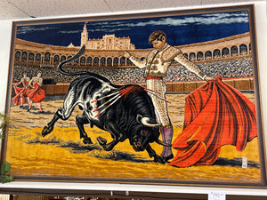 Framed Vintage Bullfight Tapestry