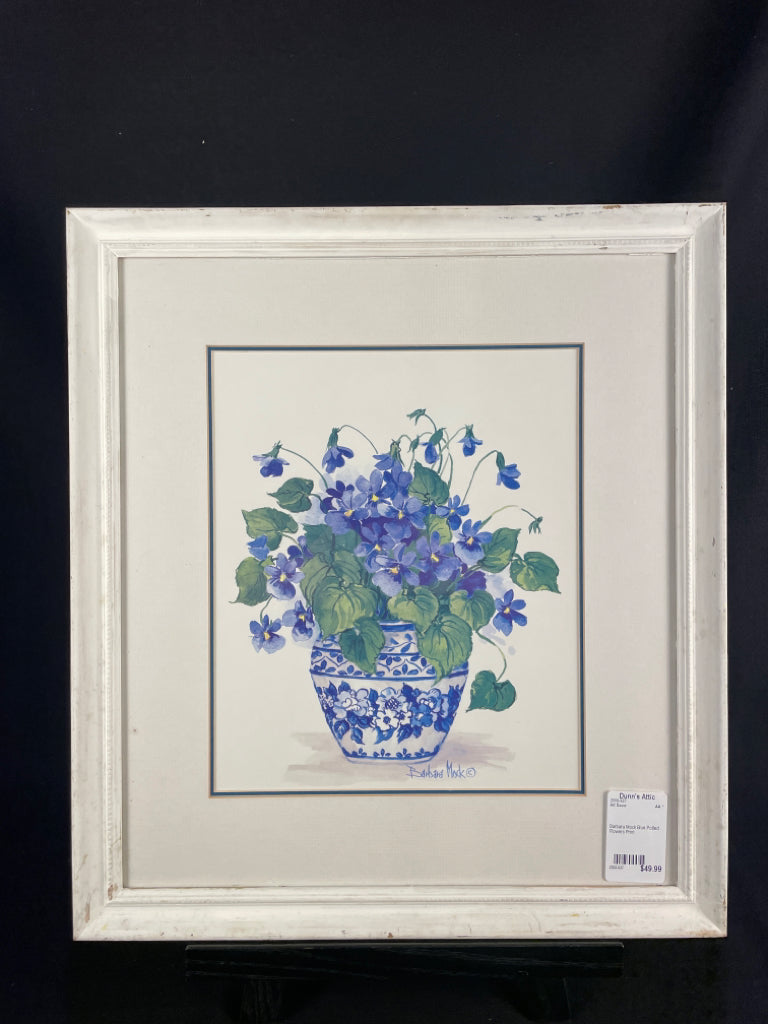 Barbara Mock Blue Potted Flowers Print