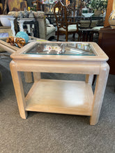Glass Insert Washed Wood End Table