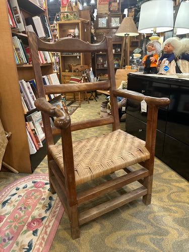 Antique Oversized Chair with thatch seat