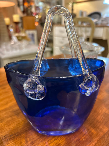 Cobalt Blue Art Glass Basket