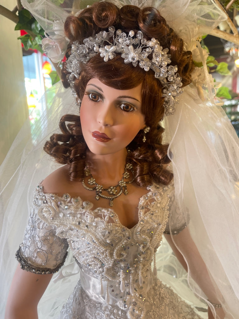 porcelain doll in wedding dress cute Porcelain Doll Wedding Dress Stock Photo 1624335820