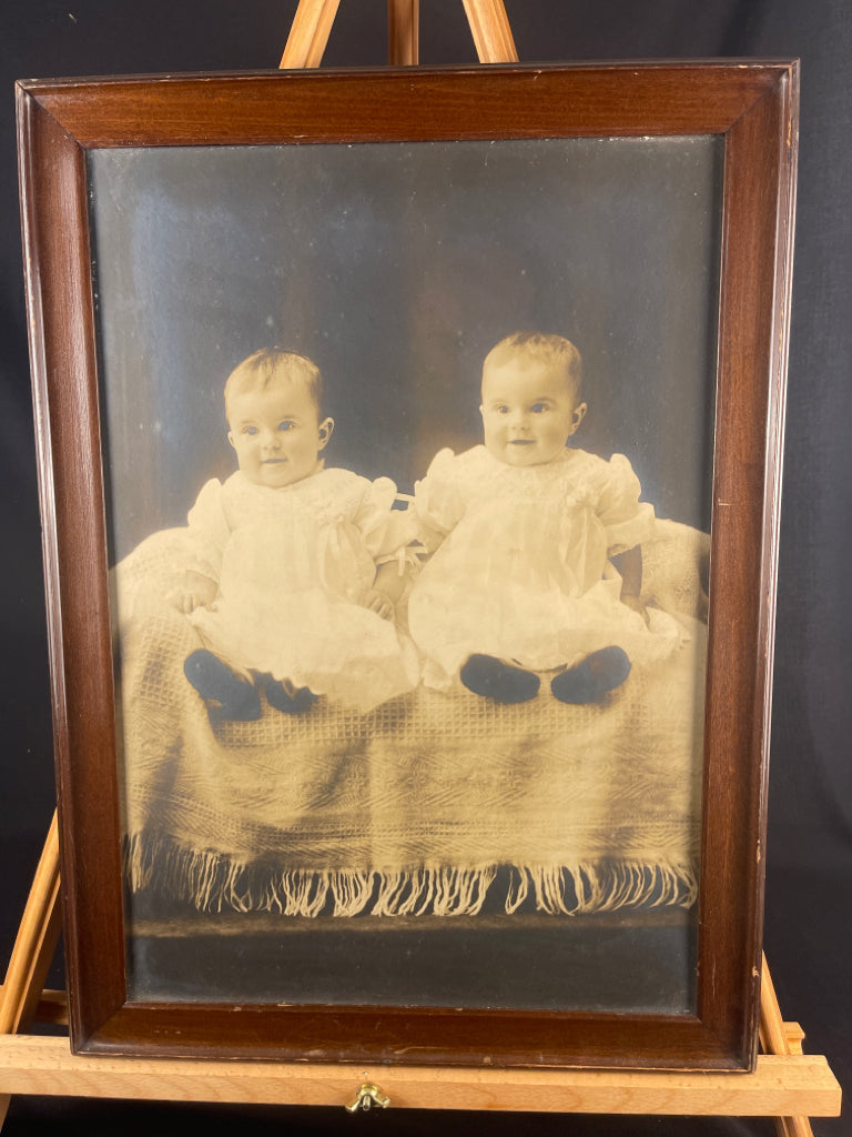 Framed Antique Photograph of Identical Twins