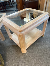 Glass Insert Washed Wood End Table
